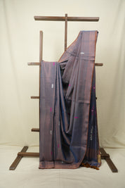 Two Tone Blue Tissue Linen Jamdani Saree - SRTTBTLJS215