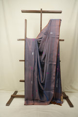 Two Tone Blue Tissue Linen Jamdani Saree - SRTTBTLJS215