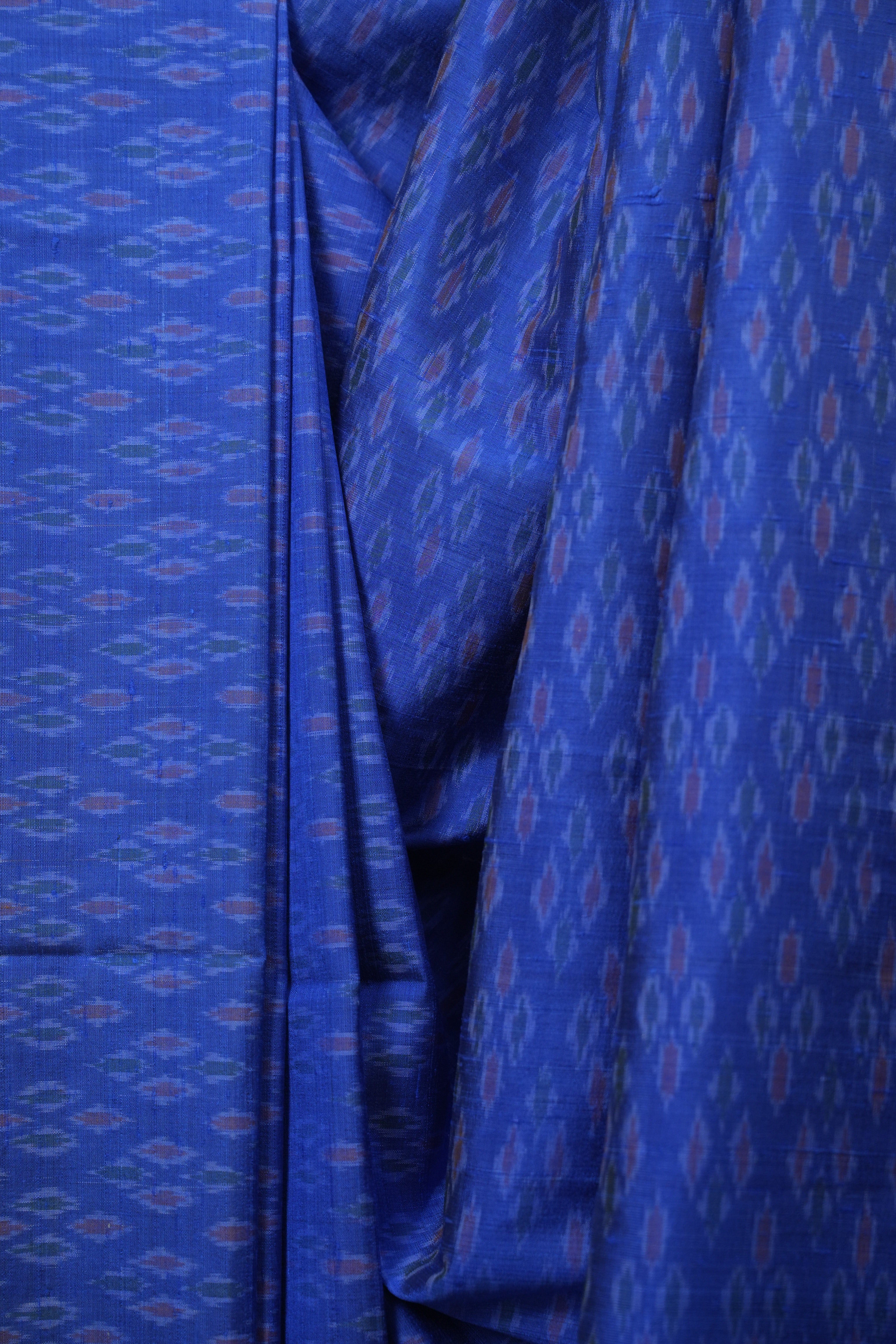 Blue Raw Silk Ikat Saree - SRBRSIS1090