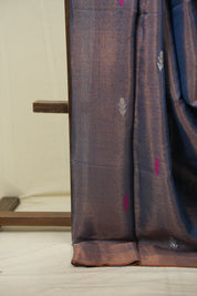 Two Tone Blue Tissue Linen Jamdani Saree - SRTTBTLJS215