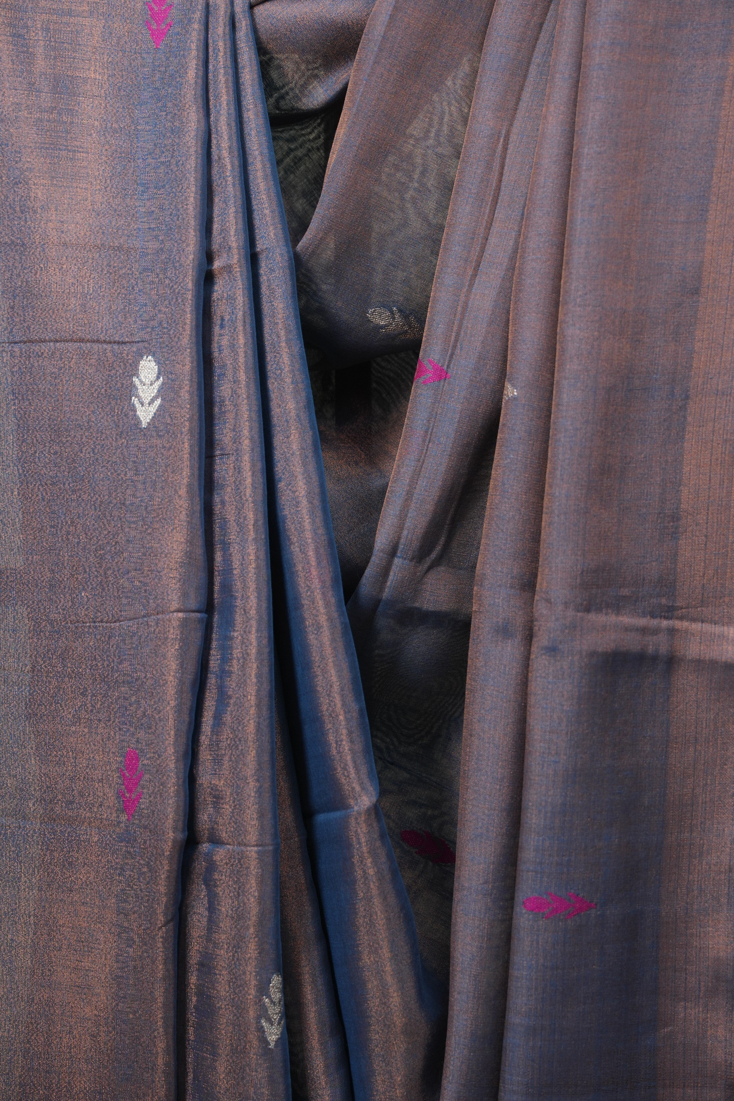 Two Tone Blue Tissue Linen Jamdani Saree - SRTTBTLJS215