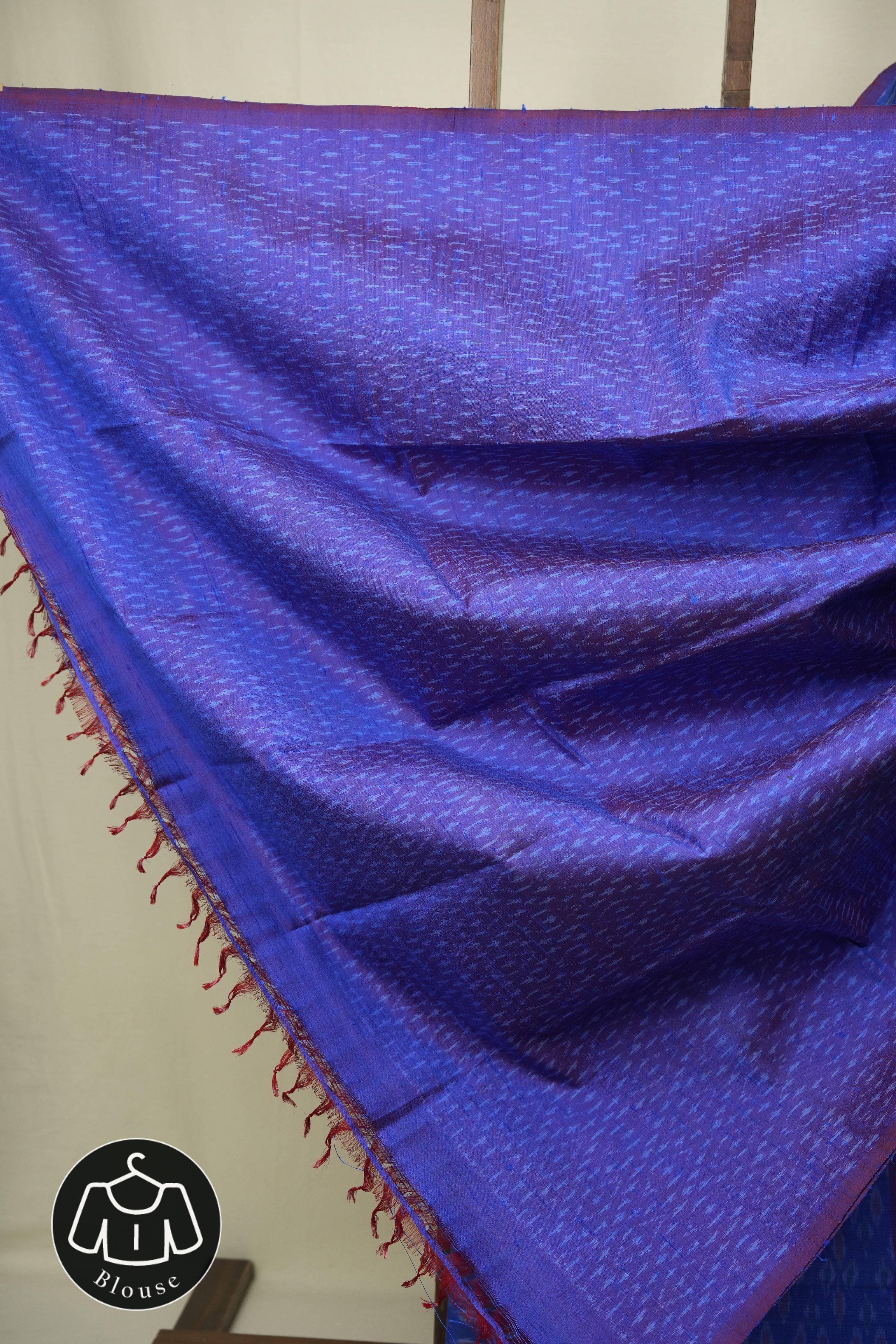 Blue Raw Silk Ikat Saree - SRBRSIS1090