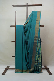 Teal Blue Cotton Paithani Saree - SRTBCPS551