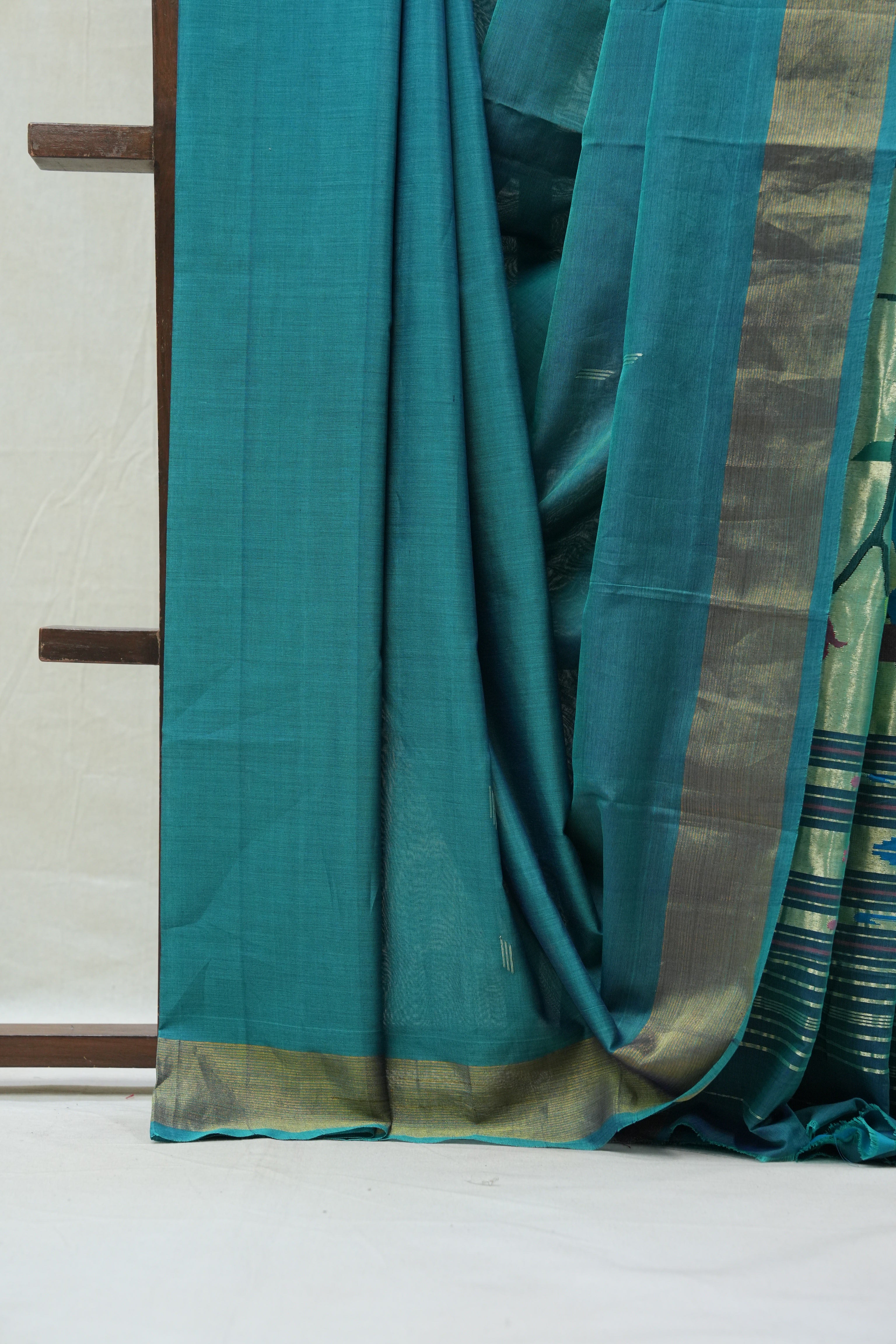 Teal Blue Cotton Paithani Saree - SRTBCPS551