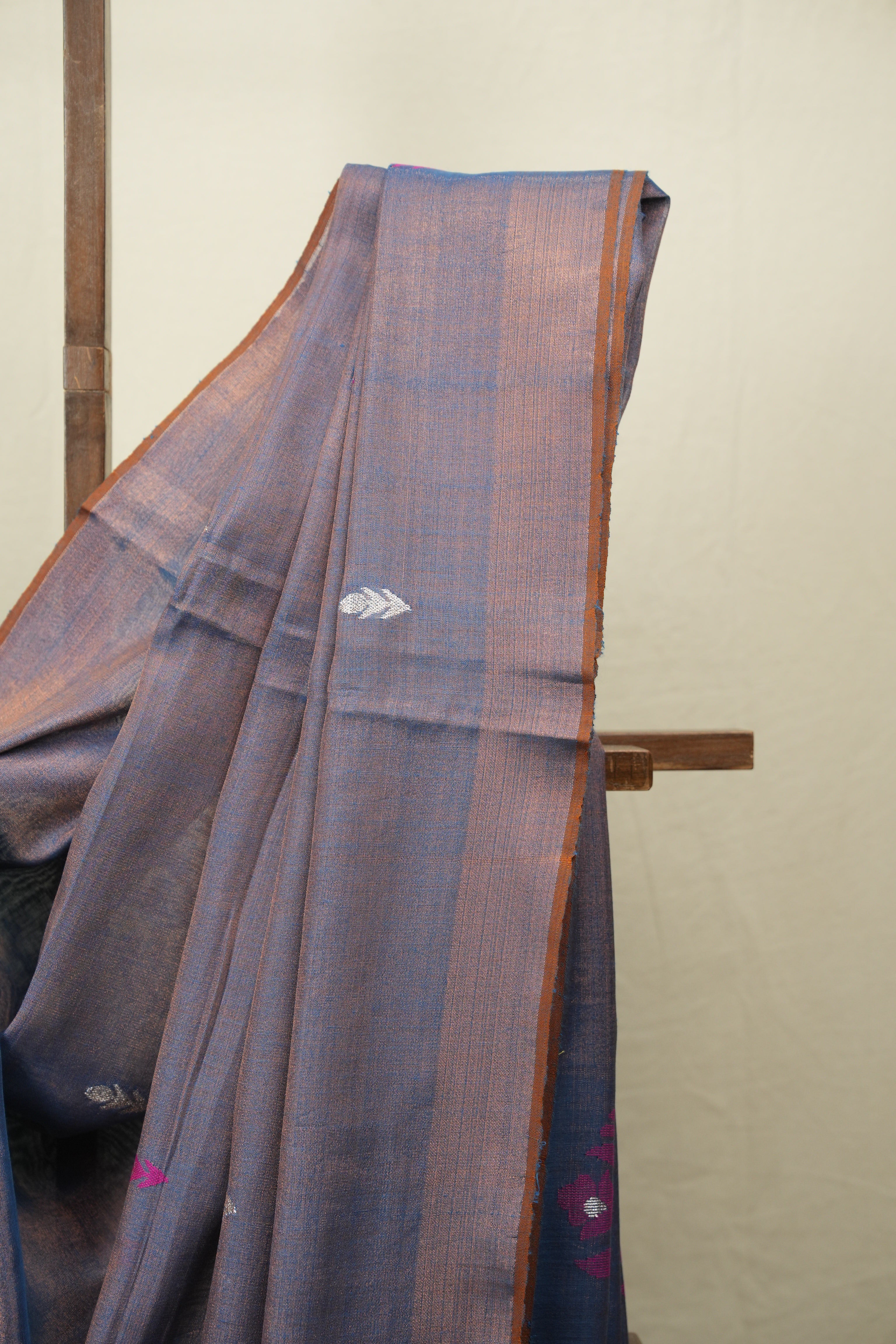 Two Tone Blue Tissue Linen Jamdani Saree - SRTTBTLJS215