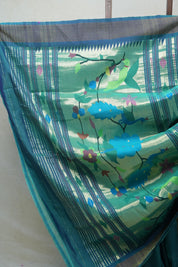 Teal Blue Cotton Paithani Saree - SRTBCPS551