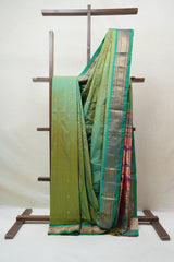 Two Tone Green Silk Paithani Saree (DEFECT) - SRTTGSPS59 - PI