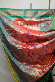 Two Tone Green Silk Paithani Saree (DEFECT) - SRTTGSPS59 - PI