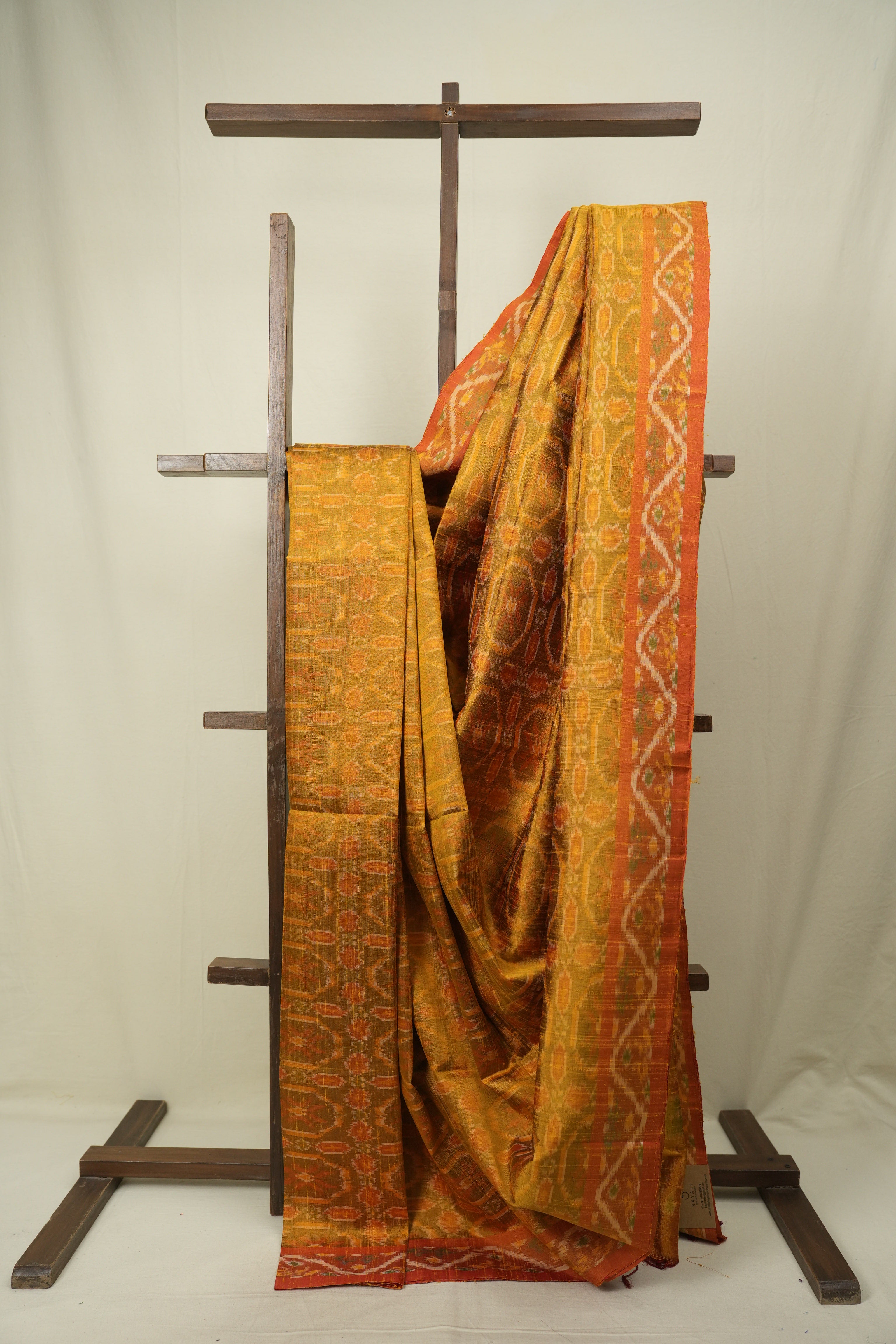 Turmeric Yellow Raw Silk Ikat Saree - SRTYRSIS1091