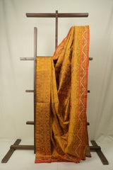 Turmeric Yellow Raw Silk Ikat Saree - SRTYRSIS1091