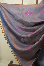 Two Tone Blue Tissue Linen Jamdani Saree - SRTTBTLJS215