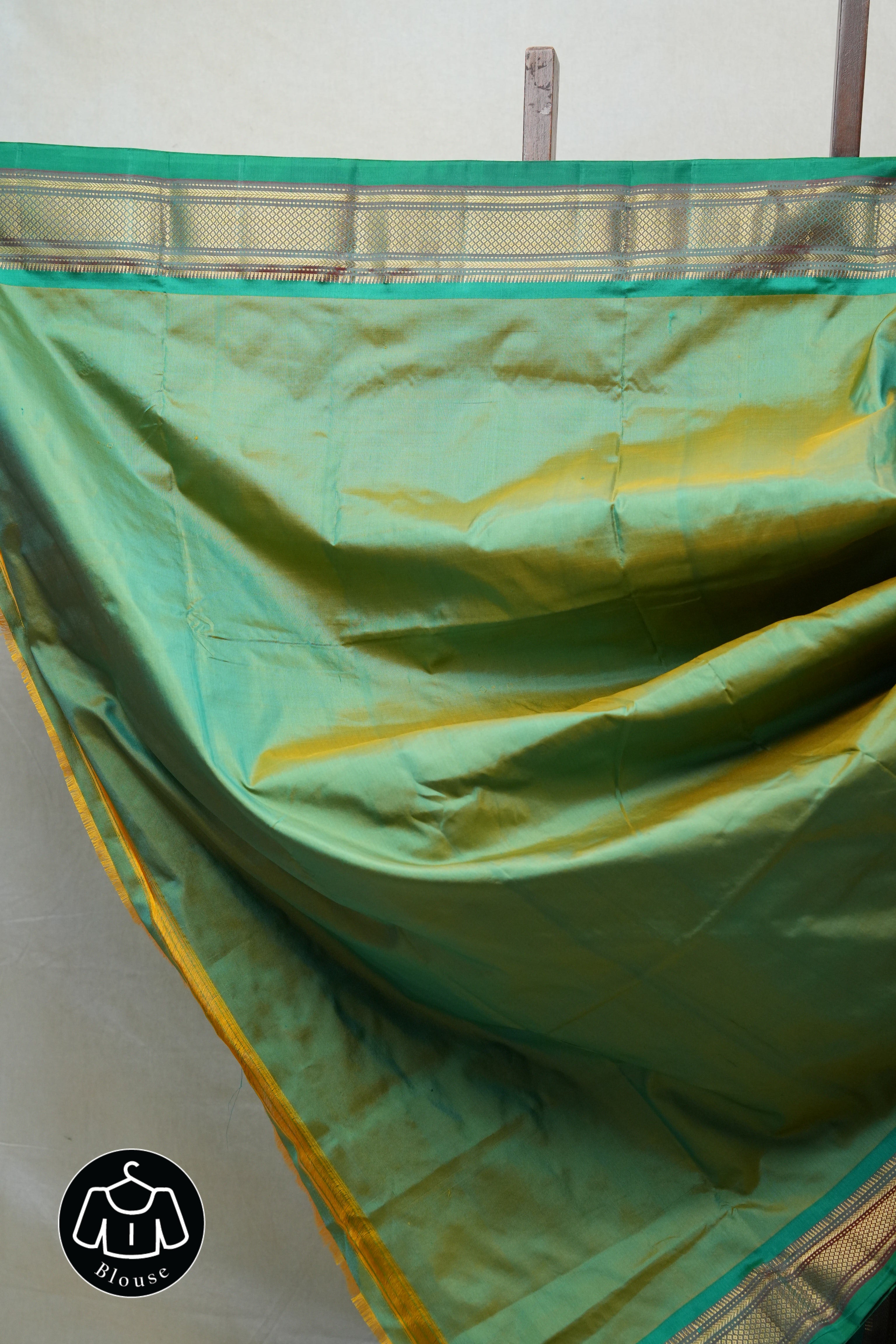 Two Tone Green Silk Paithani Saree (DEFECT) - SRTTGSPS59 - PI