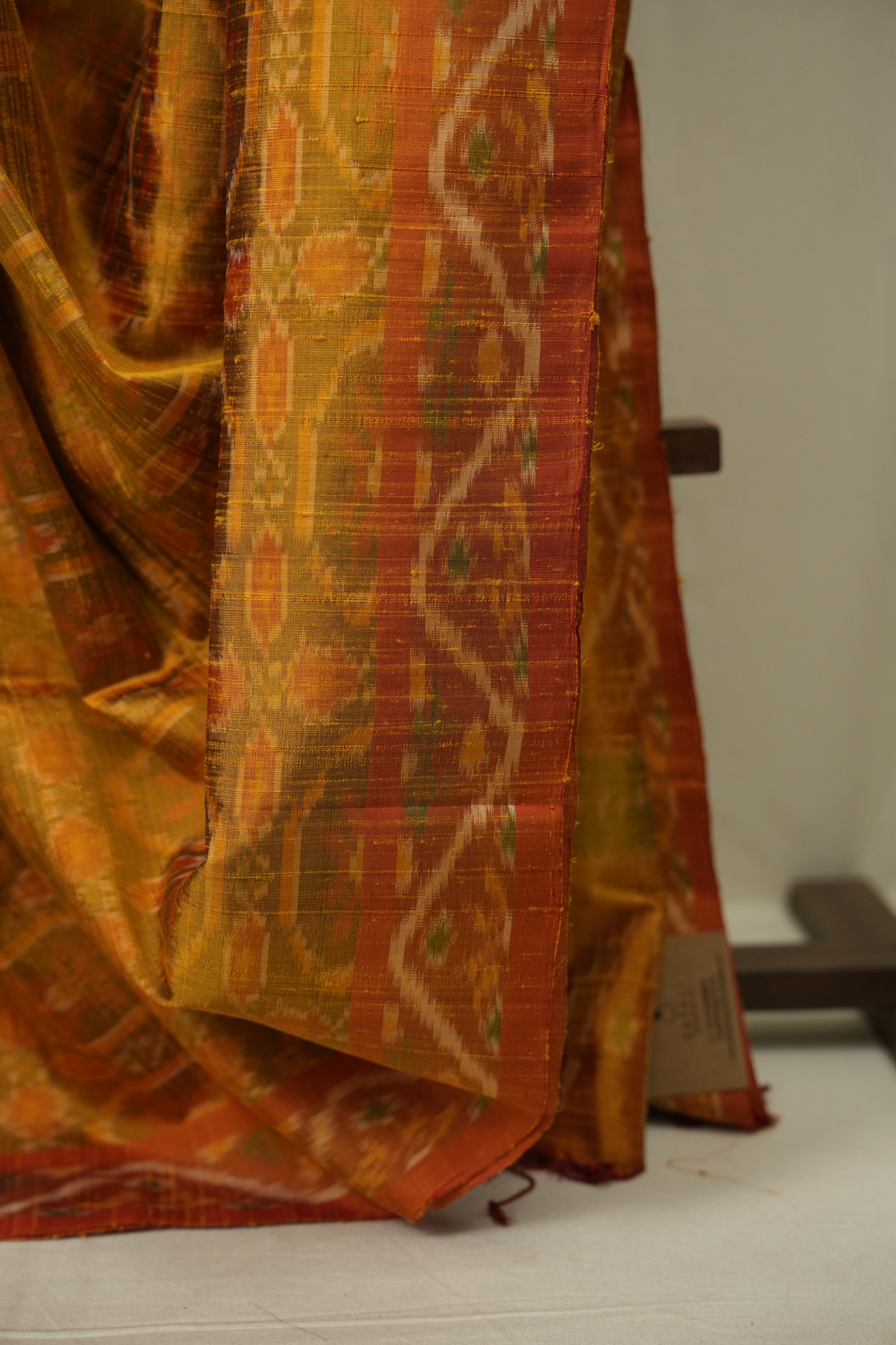 Turmeric Yellow Raw Silk Ikat Saree - SRTYRSIS1091