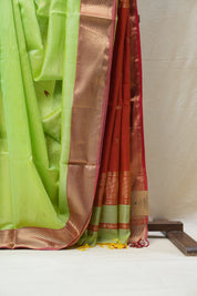 Pista Green Maheshwari Saree - SRPGMS548