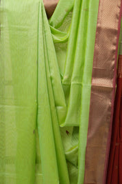 Pista Green Maheshwari Saree - SRPGMS548