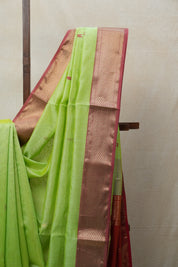 Pista Green Maheshwari Saree - SRPGMS548