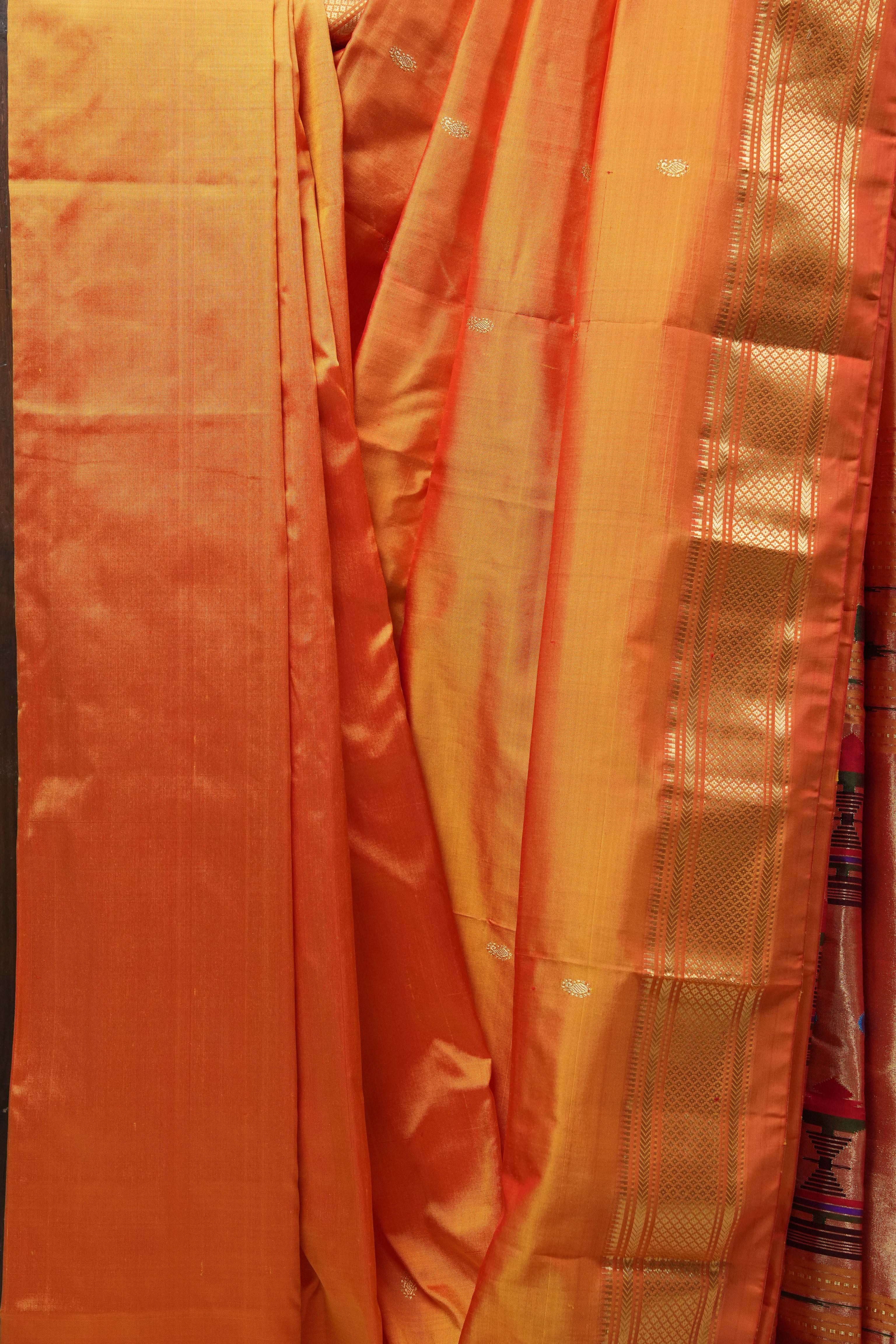 Orange Silk Paithani Saree - SROSPS624