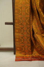 Turmeric Yellow Raw Silk Ikat Saree - SRTYRSIS1091