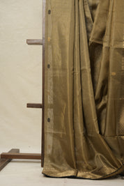 Grey Gold Maheshwari Tissue Saree - SRGGBTS710