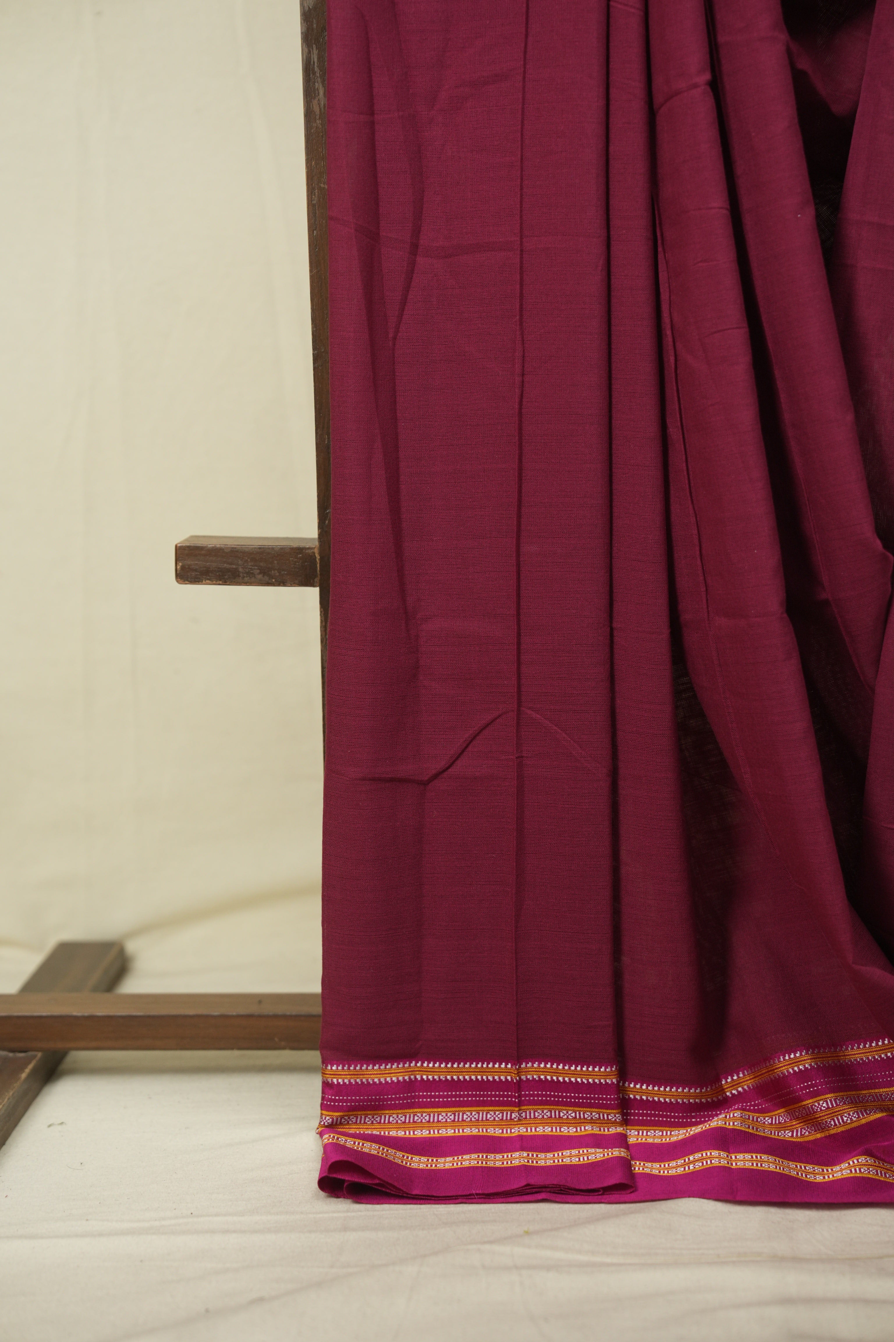 Maroon Cotton IIkal Saree - SRMCIS1097