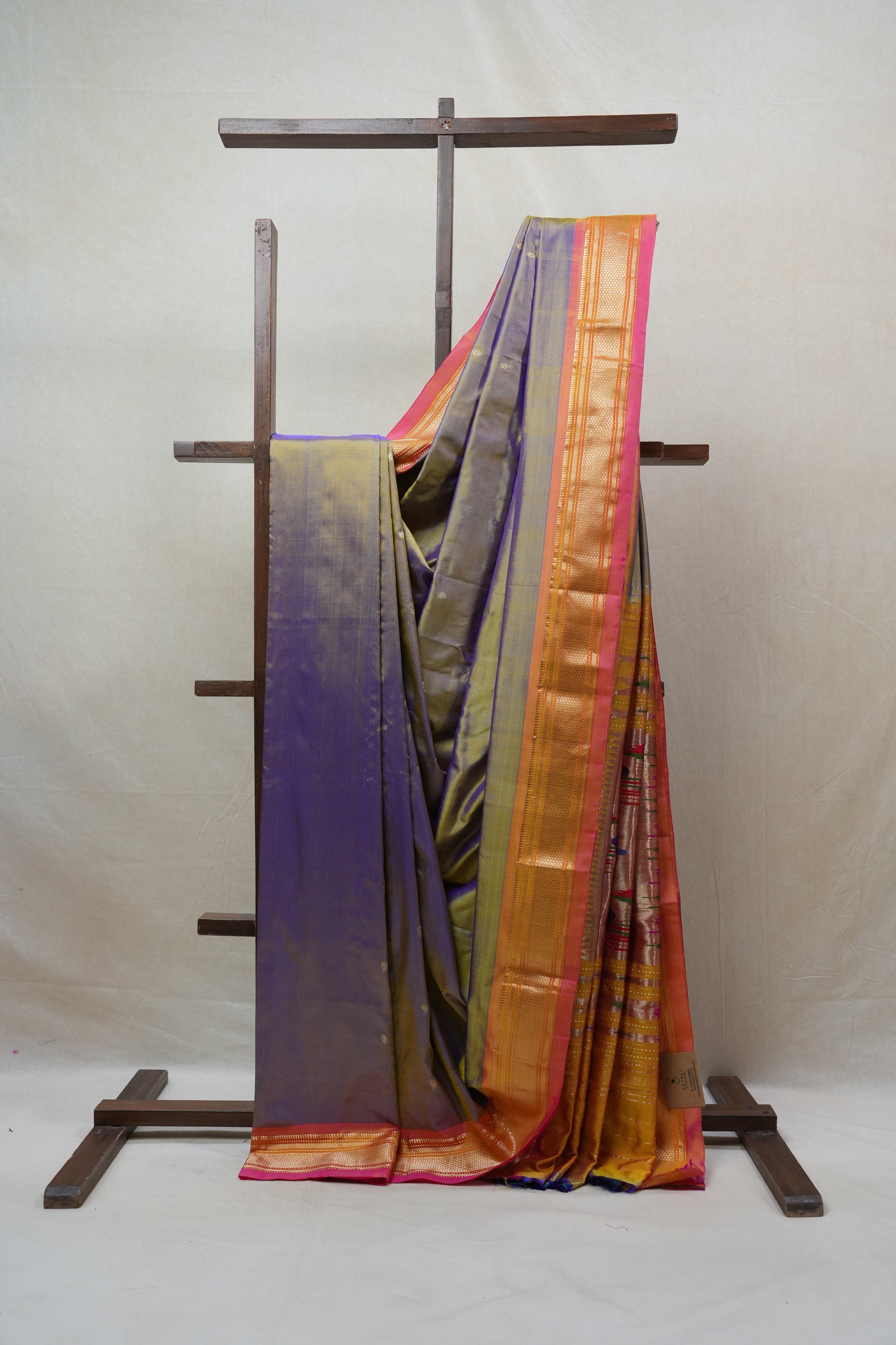 Two Tone Purple Silk Paithani Saree - SRTTPSPS628