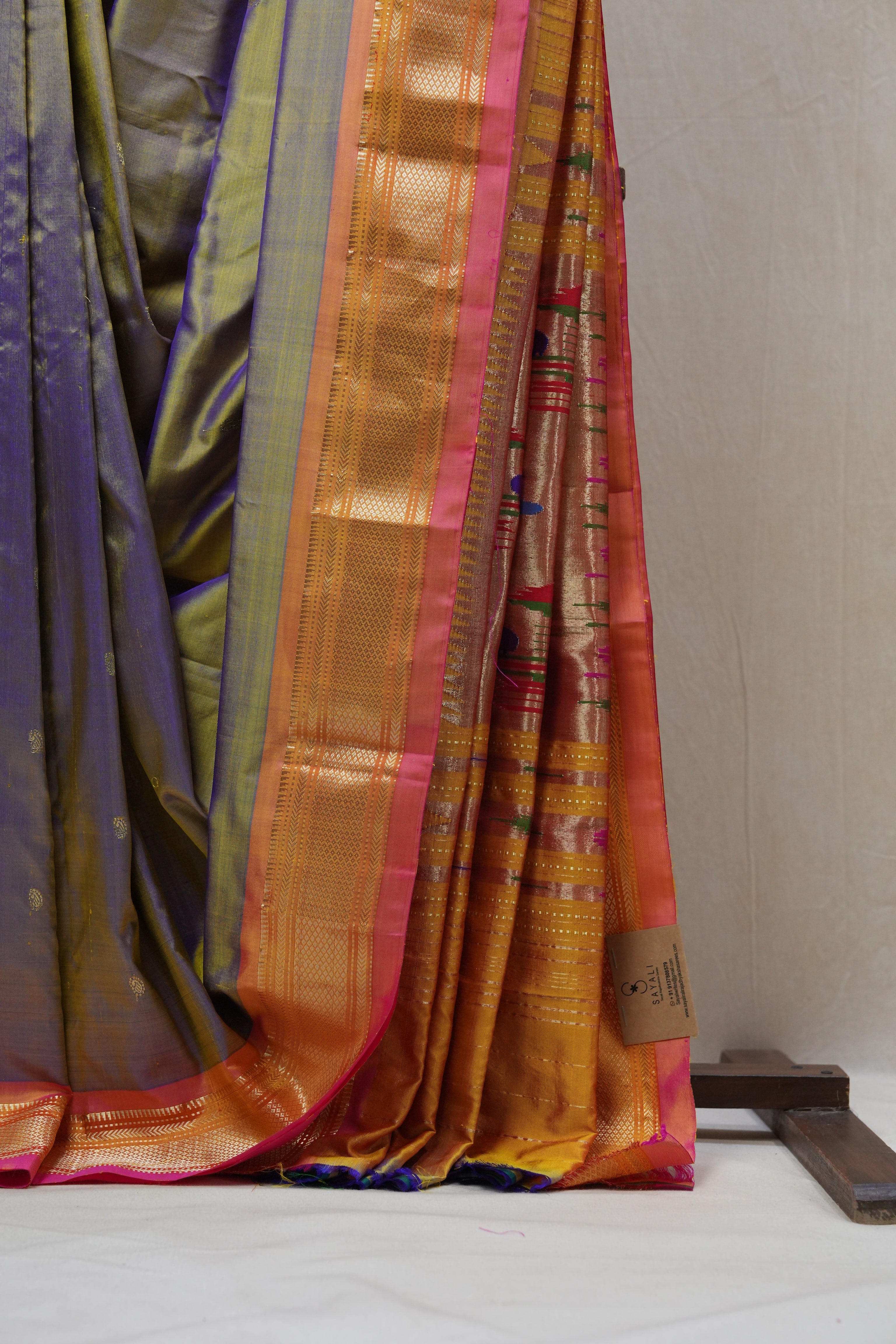 Two Tone Purple Silk Paithani Saree - SRTTPSPS628