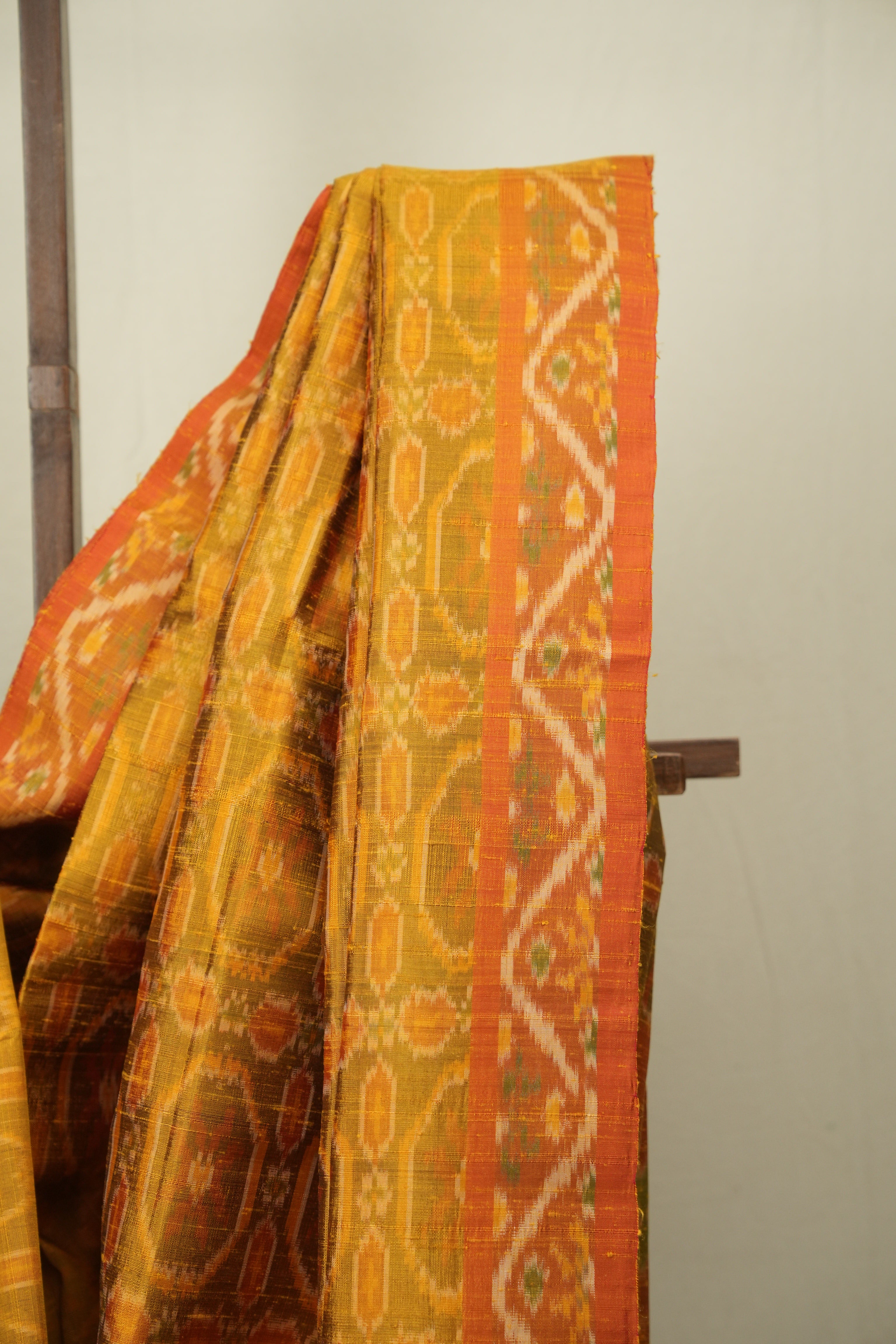 Turmeric Yellow Raw Silk Ikat Saree - SRTYRSIS1091