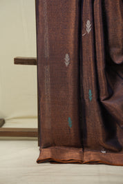 Two Tone Brown Tissue Linen Jamdani Saree - SRTTBTLJS216