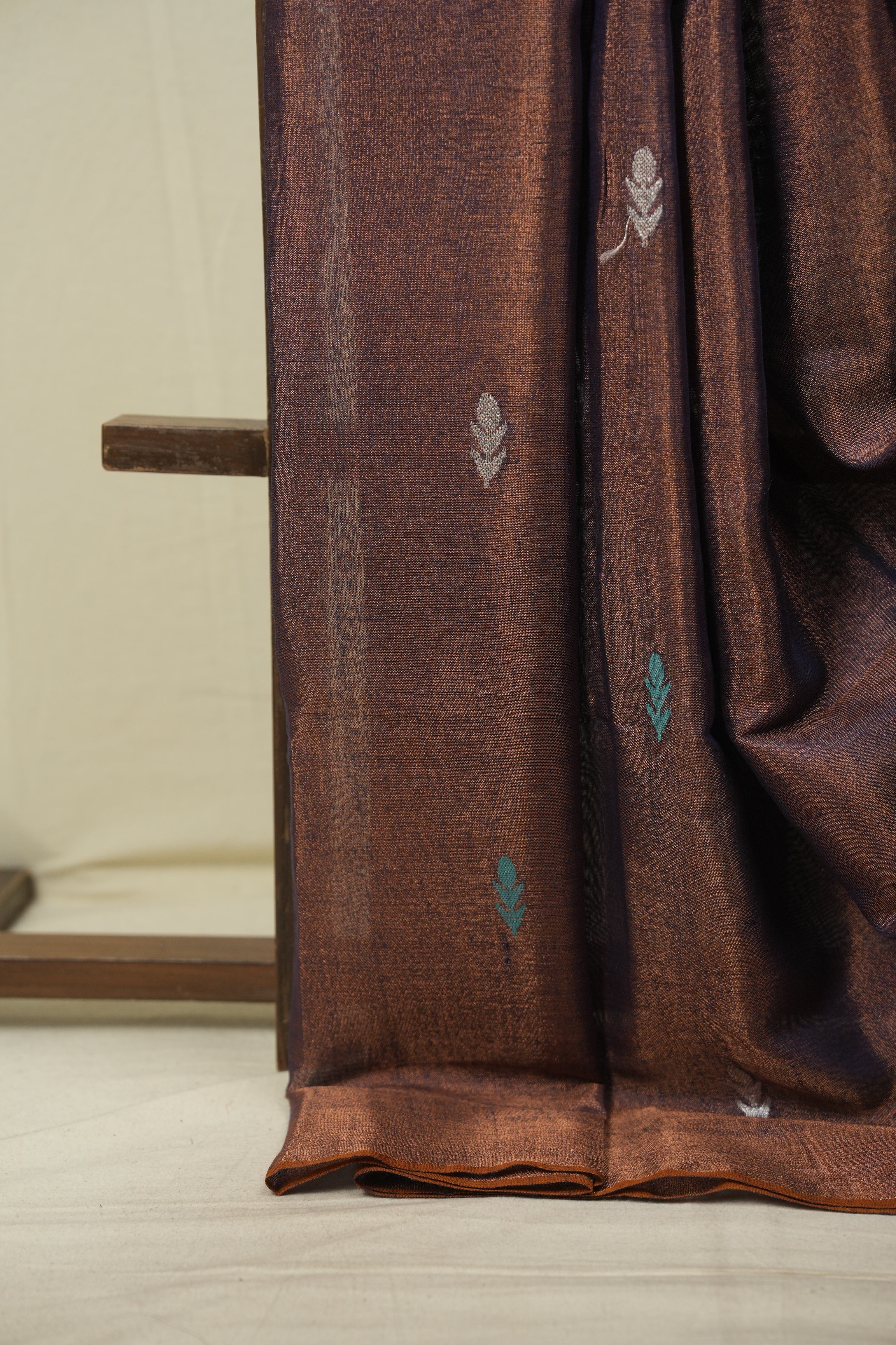 Two Tone Brown Tissue Linen Jamdani Saree - SRTTBTLJS216