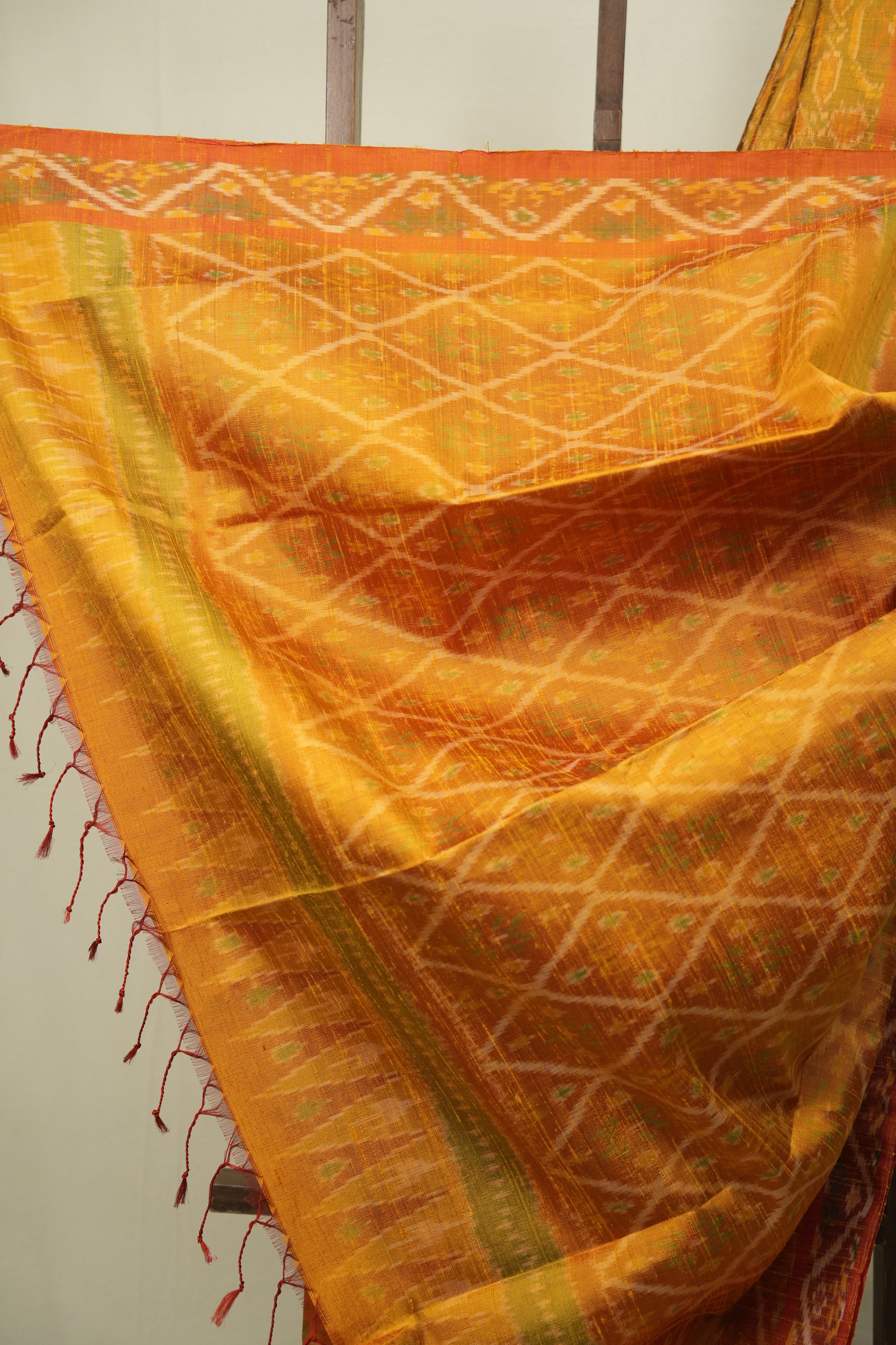 Turmeric Yellow Raw Silk Ikat Saree - SRTYRSIS1091