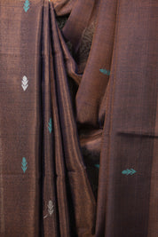 Two Tone Brown Tissue Linen Jamdani Saree - SRTTBTLJS216