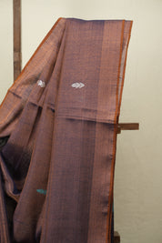 Two Tone Brown Tissue Linen Jamdani Saree - SRTTBTLJS216