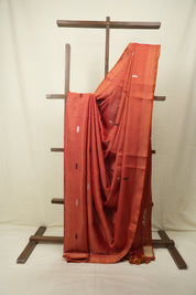 Red Tissue Linen Jamdani Saree - SRRTLJS217