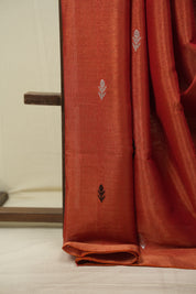 Red Tissue Linen Jamdani Saree - SRRTLJS217