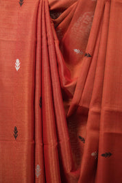 Red Tissue Linen Jamdani Saree - SRRTLJS217