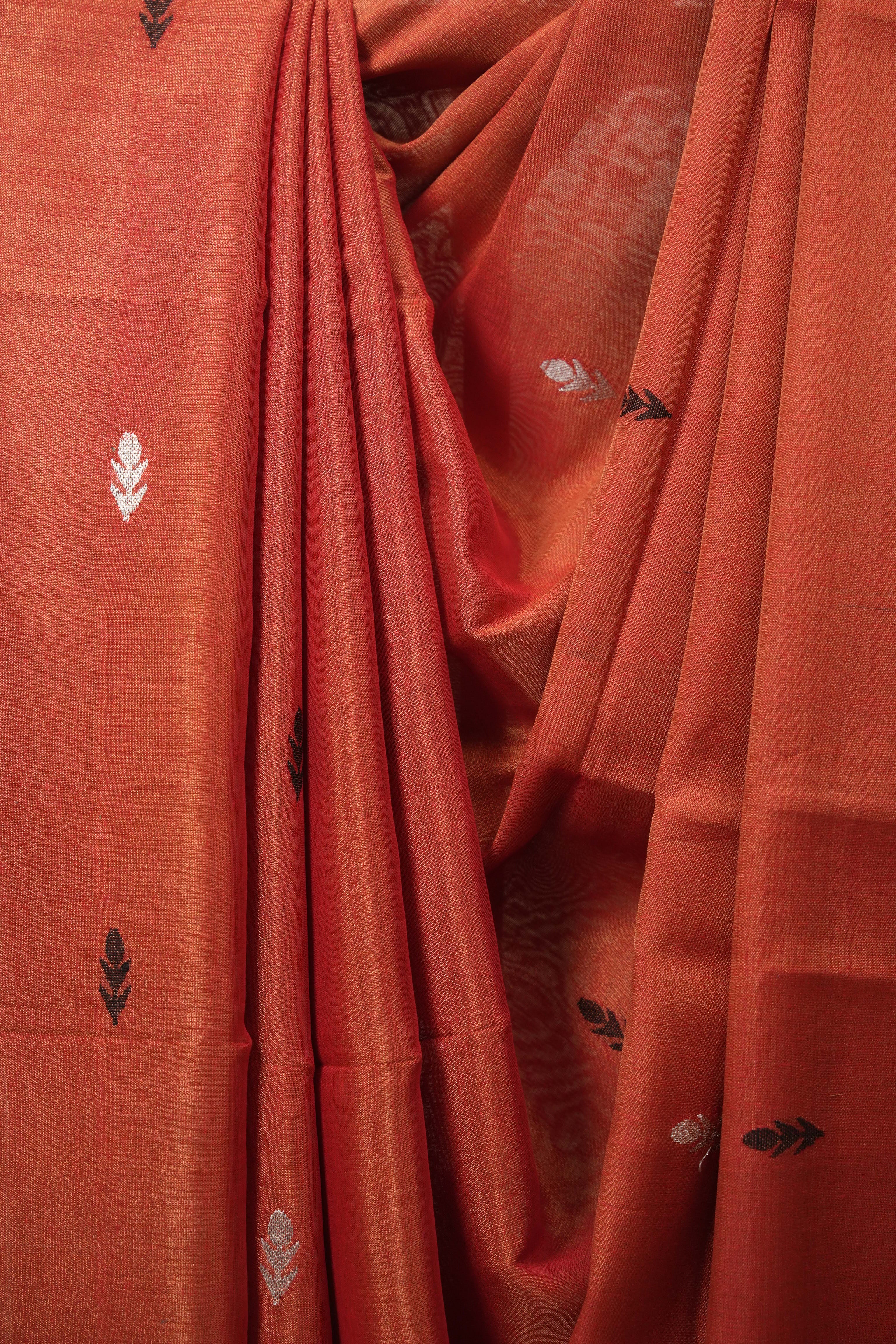 Red Tissue Linen Jamdani Saree - SRRTLJS217