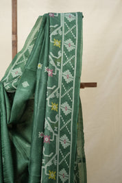 Green Jamdani Tussar Silk Saree - SRGJTSS0008