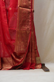 Red Chanderi Silk Saree - SRRCSS361