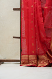 Red Chanderi Silk Saree - SRRCSS361
