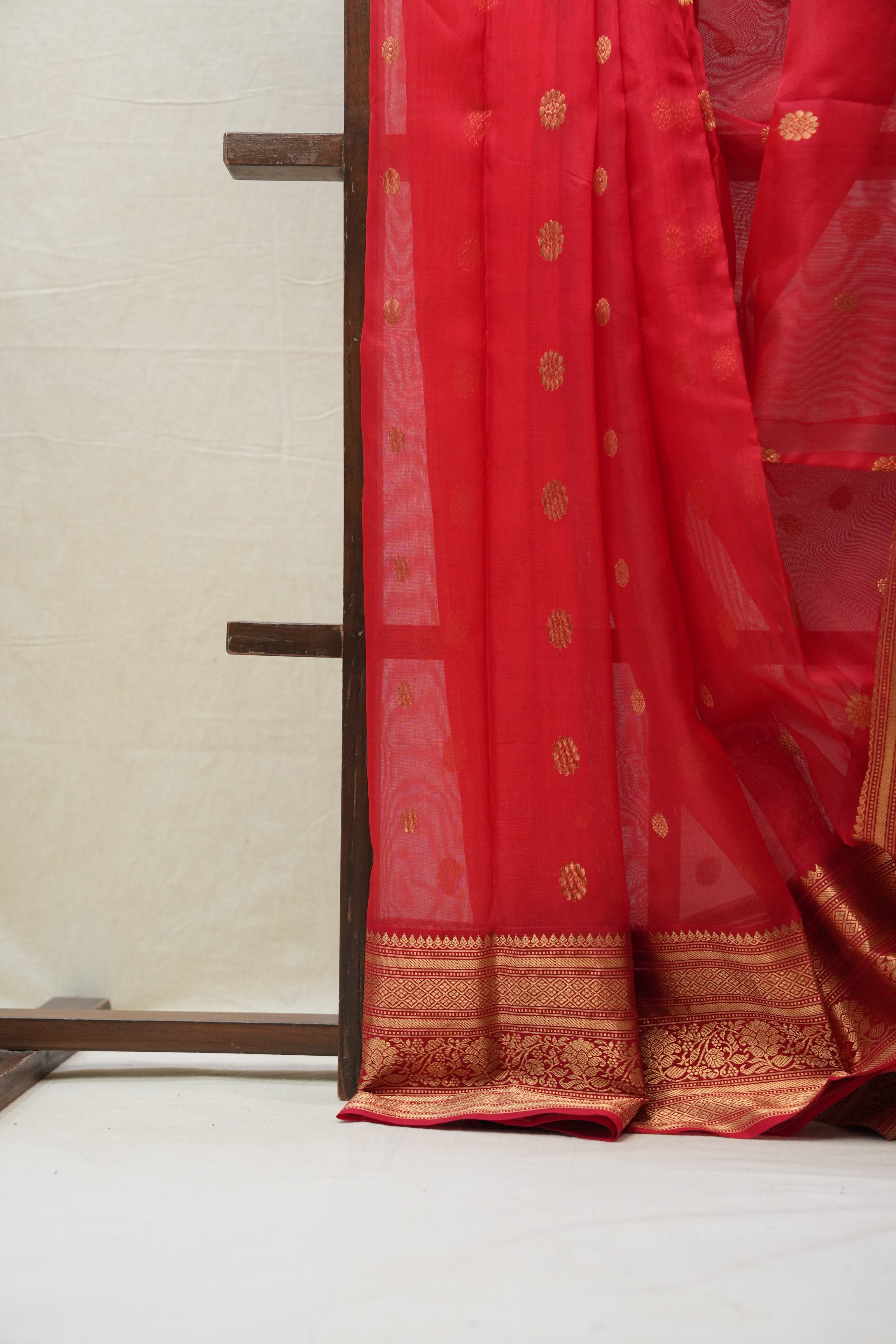 Red Chanderi Silk Saree - SRRCSS361