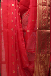 Red Chanderi Silk Saree - SRRCSS361