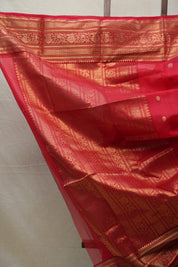 Red Chanderi Silk Saree - SRRCSS361