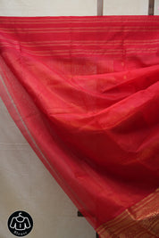 Red Chanderi Silk Saree - SRRCSS361
