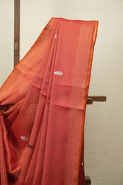 Red Tissue Linen Jamdani Saree - SRRTLJS217