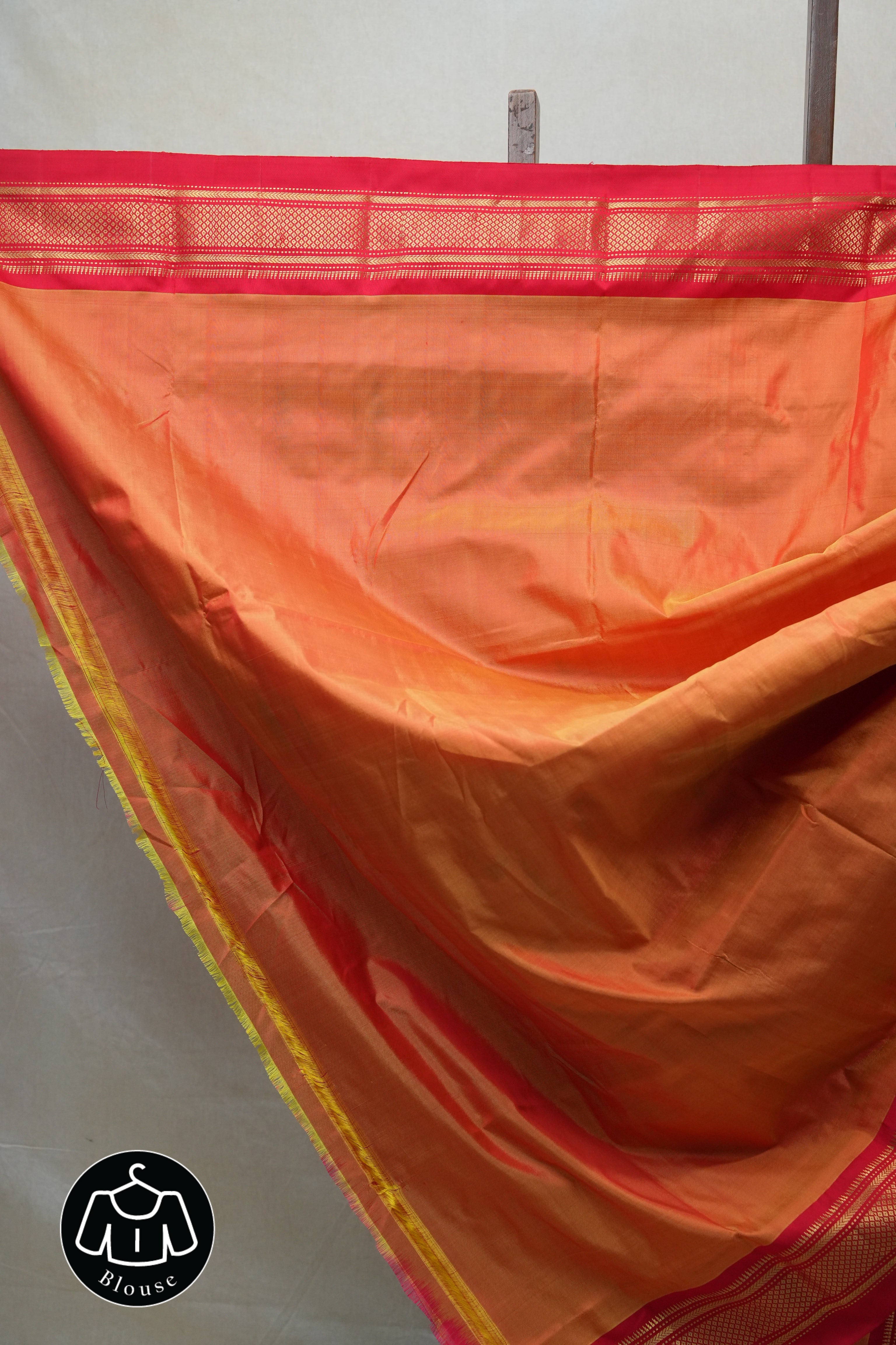 Two Tone Orange Silk Paithani Saree - SRTTOSPS60-PI