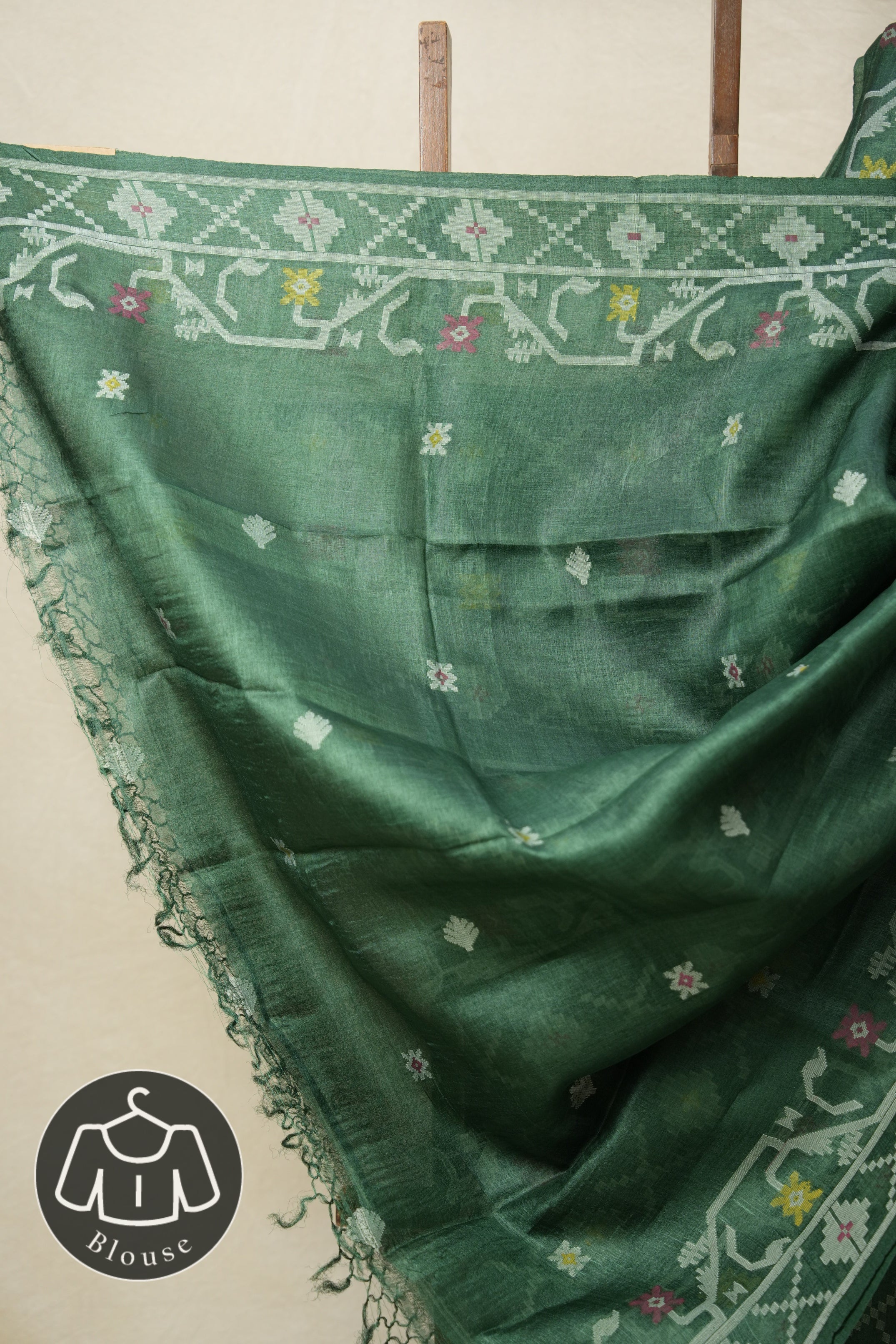 Green Jamdani Tussar Silk Saree - SRGJTSS0008