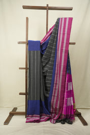 Navy Blue Cotton IIkal Saree - SRNBCIS1099