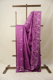 Lavender Jamdani Tussar Silk Saree - SRLJTSS0012