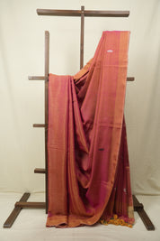Rani Pink Tissue Linen Jamdani Saree - SRRPTLJS219