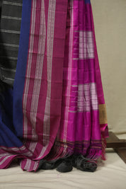 Navy Blue Cotton IIkal Saree - SRNBCIS1099